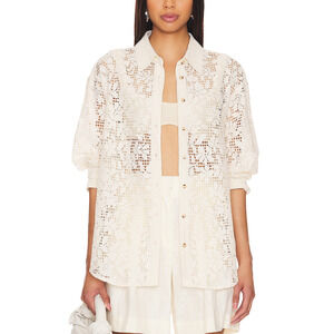 Free People 'In Your Dreams' White Lace Buttondown Size XS